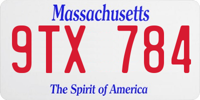 MA license plate 9TX784