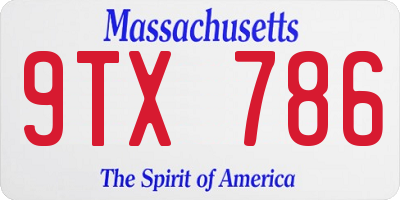 MA license plate 9TX786