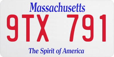 MA license plate 9TX791