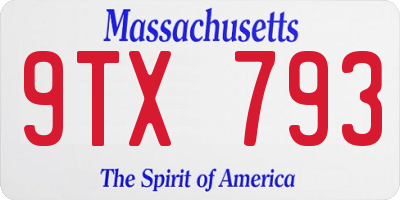 MA license plate 9TX793
