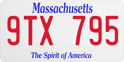 MA license plate 9TX795