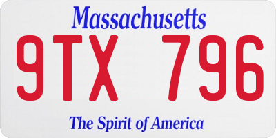 MA license plate 9TX796