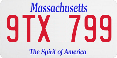 MA license plate 9TX799