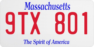 MA license plate 9TX801