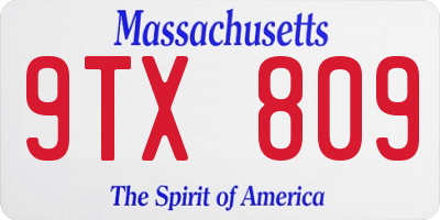 MA license plate 9TX809