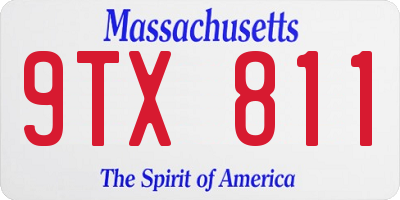MA license plate 9TX811