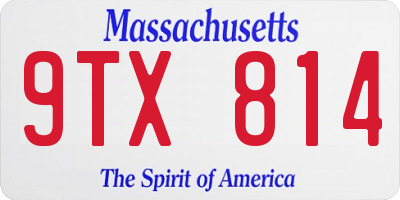 MA license plate 9TX814