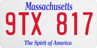 MA license plate 9TX817
