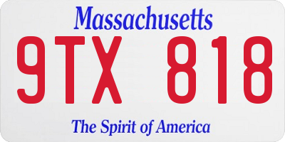 MA license plate 9TX818