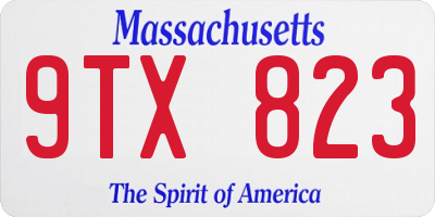 MA license plate 9TX823