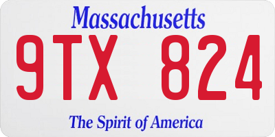 MA license plate 9TX824