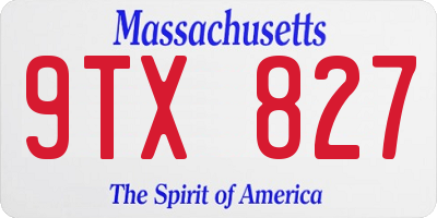 MA license plate 9TX827