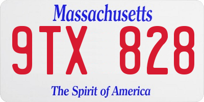 MA license plate 9TX828