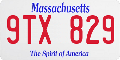 MA license plate 9TX829