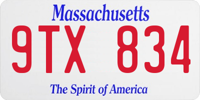 MA license plate 9TX834