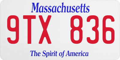 MA license plate 9TX836