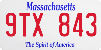 MA license plate 9TX843
