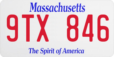 MA license plate 9TX846