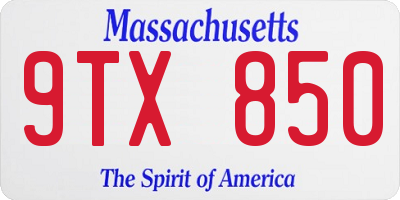 MA license plate 9TX850