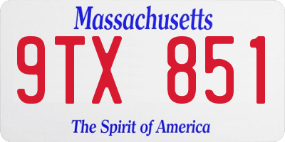 MA license plate 9TX851