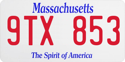 MA license plate 9TX853