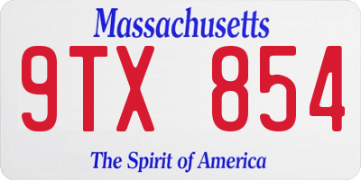 MA license plate 9TX854