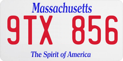 MA license plate 9TX856
