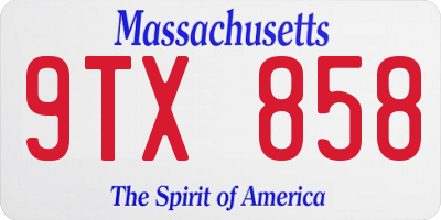 MA license plate 9TX858