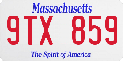 MA license plate 9TX859