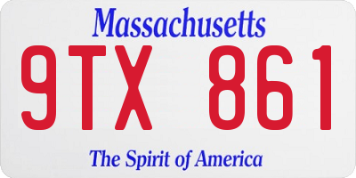 MA license plate 9TX861