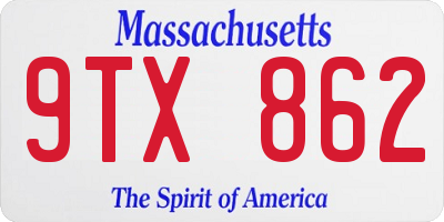 MA license plate 9TX862