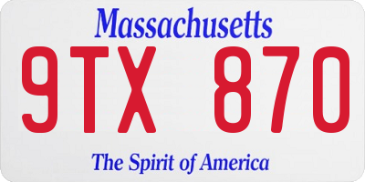 MA license plate 9TX870