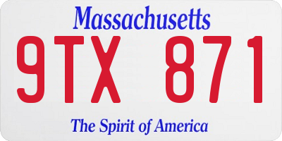 MA license plate 9TX871