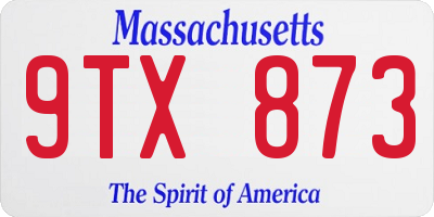 MA license plate 9TX873