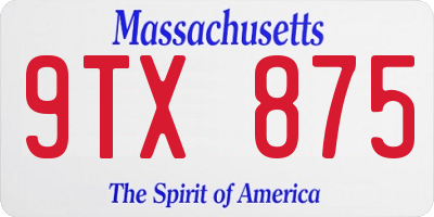 MA license plate 9TX875