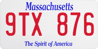 MA license plate 9TX876
