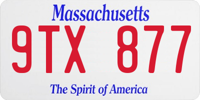 MA license plate 9TX877