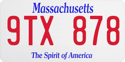 MA license plate 9TX878