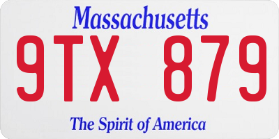 MA license plate 9TX879