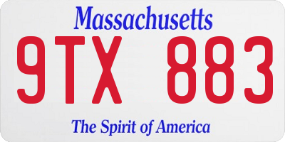 MA license plate 9TX883