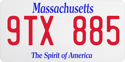 MA license plate 9TX885