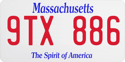 MA license plate 9TX886