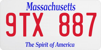 MA license plate 9TX887