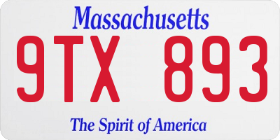 MA license plate 9TX893
