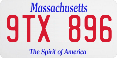 MA license plate 9TX896