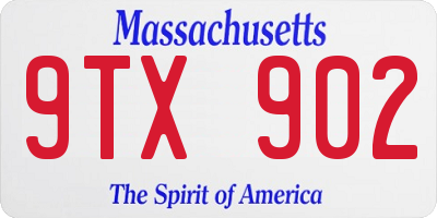 MA license plate 9TX902