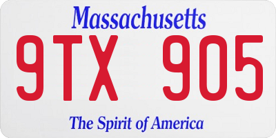 MA license plate 9TX905