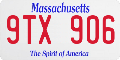 MA license plate 9TX906