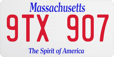 MA license plate 9TX907