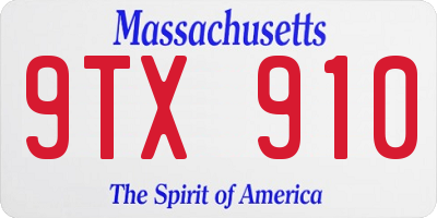 MA license plate 9TX910
